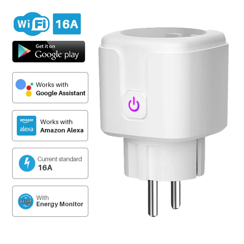 Smart Plug WiFi Socket EU 16A Power Monitor Timing Function APP Control Work
Smart Plug WiFi Socket EU 16A Power Monitor Timing Function APP Control Work