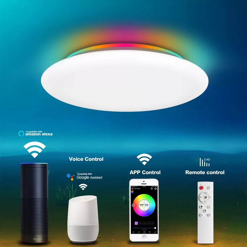 WiFi Smart RGB Ceiling Light 30CM 36W Dimmable LED Ceiling Lamp APP or Voice Control Works with Alexa Assistant
WiFi Smart RGB Ceiling Light 30CM 36W Dimmable LED Ceiling Lamp APP or Voice Control Works with Alexa Assistant