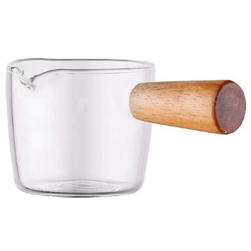 4PCS Transparent Glass Creamer With Wooden Handle, Mini Coffee Milk Creamer Pitcher. 50Ml
4PCS Transparent Glass Creamer With Wooden Handle, Mini Coffee Milk Creamer Pitcher. 50Ml