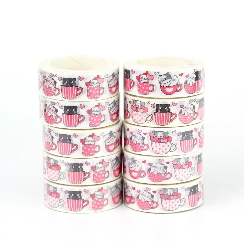 10pcs/lot Pink Cats Cups and Hearts Valentine Washi Tapes Decor Scrapbooking Planner Adhesive Masking Tape Kawaii Papeleria
10pcs/lot Pink Cats Cups and Hearts Valentine Washi Tapes Decor Scrapbooking Planner Adhesive Masking Tape Kawaii Papeleria