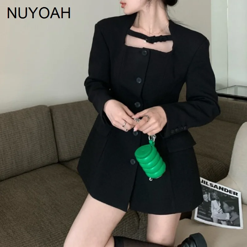 Женский костюм с длинным рукавом, черный пиджак с длинным рукавом, закрывающий талию, Осень-зима
Женский костюм с длинным рукавом, черный пиджак с длинным рукавом, закрывающий талию, Осень-зима