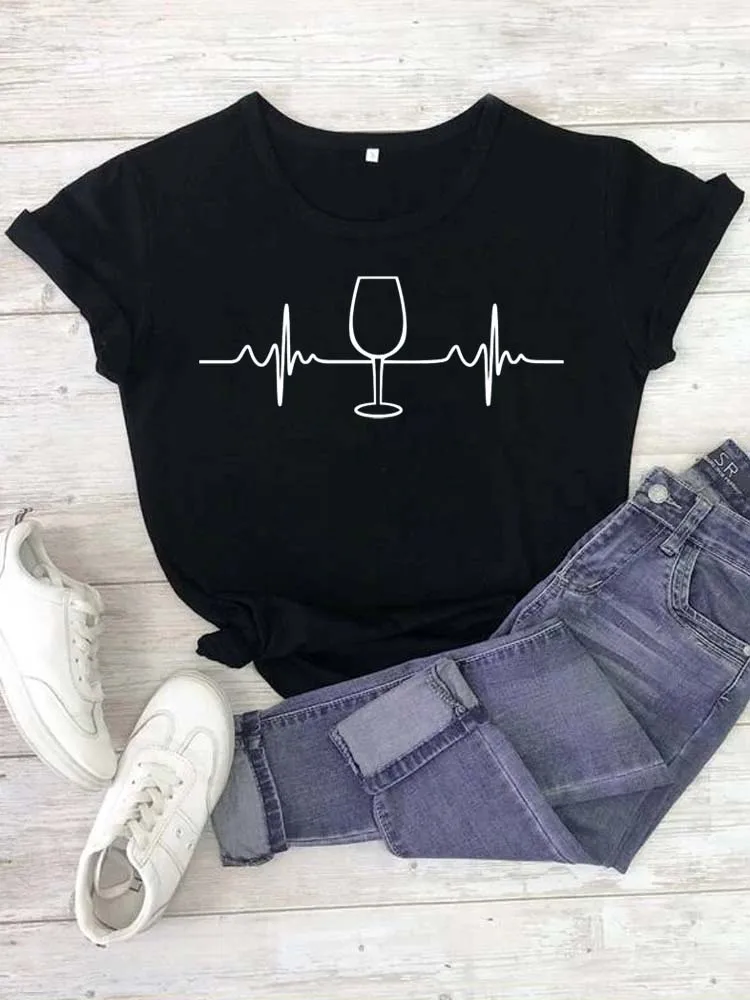 Maycaur Women T Shirt New Wine Glasses Heartbeat Printed T Shirt Black Casual Ladies Tshirt Summer Fashion T Shirt Female Clothe
Maycaur Women T Shirt New Wine Glasses Heartbeat Printed T Shirt Black Casual Ladies Tshirt Summer Fashion T Shirt Female Clothe