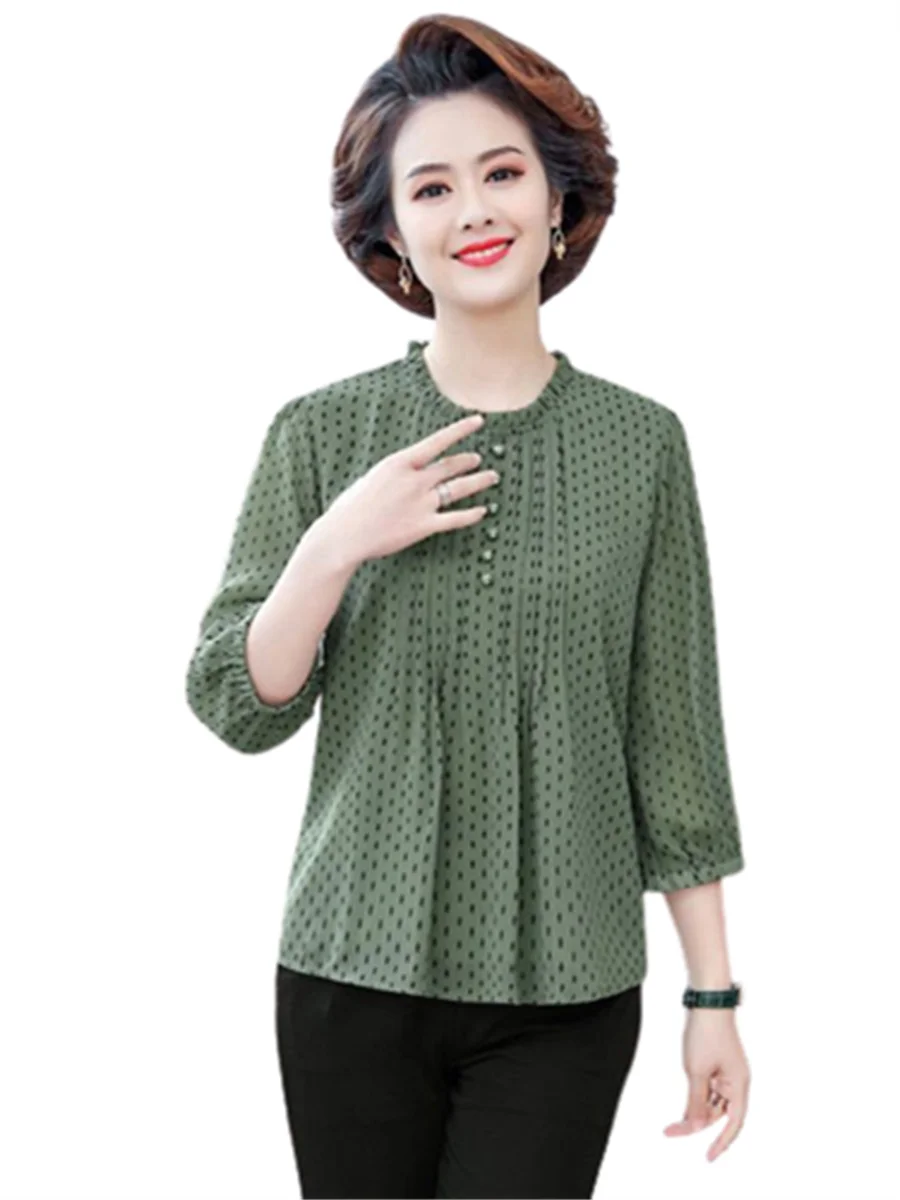 Women Spring Summer Blouses Shirts Lady Fashion Casual Half Sleeve O-Neck Collar Printing Polka Dots Blusas Tops WY0548
Women Spring Summer Blouses Shirts Lady Fashion Casual Half Sleeve O-Neck Collar Printing Polka Dots Blusas Tops WY0548