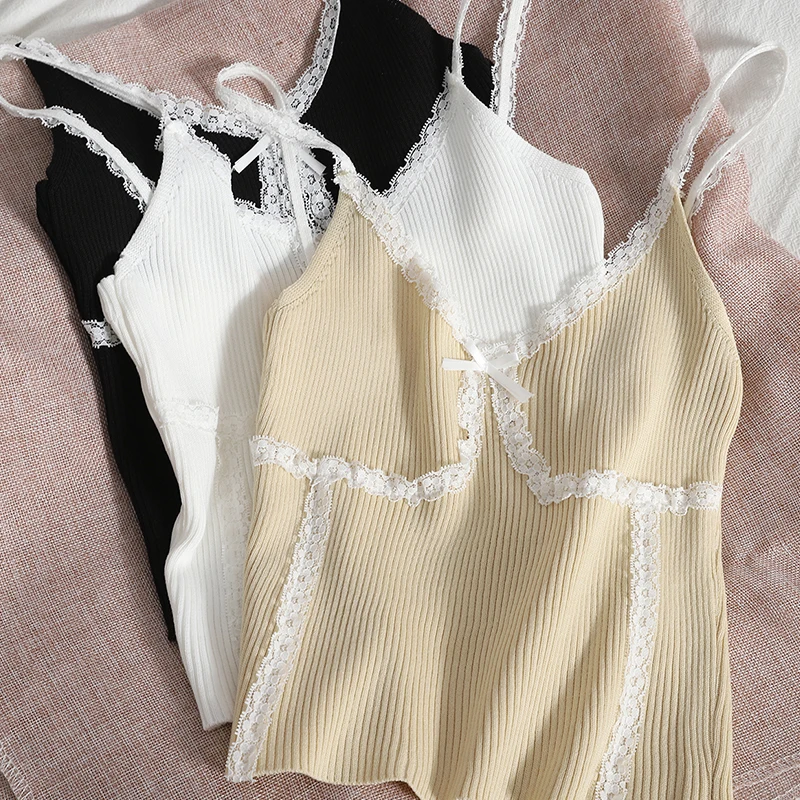 Lace Bow Knitt V-Neck Sleeveless Summer Crop Top Women Casual Basic Clothing Backless Camisole Slim Tank Tops Dropshipping
Lace Bow Knitt V-Neck Sleeveless Summer Crop Top Women Casual Basic Clothing Backless Camisole Slim Tank Tops Dropshipping