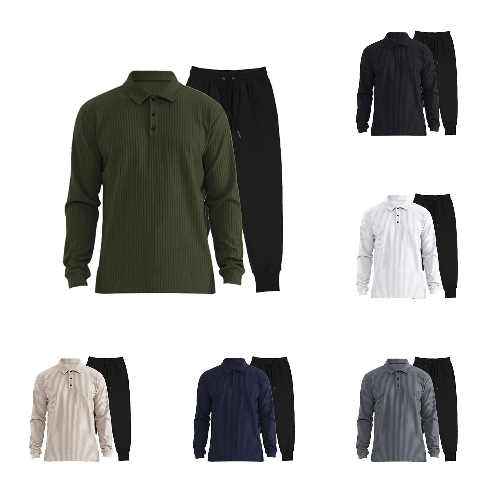 Fashion Ribbed Knitted Polo Shirts and Jogging Pants Winter Slm Fit Long Sleeves Warm Sweaters Casual Sports Tracksuit Set Blusa 
Fashion Ribbed Knitted Polo Shirts and Jogging Pants Winter Slm Fit Long Sleeves Warm Sweaters Casual Sports Tracksuit Set Blusa