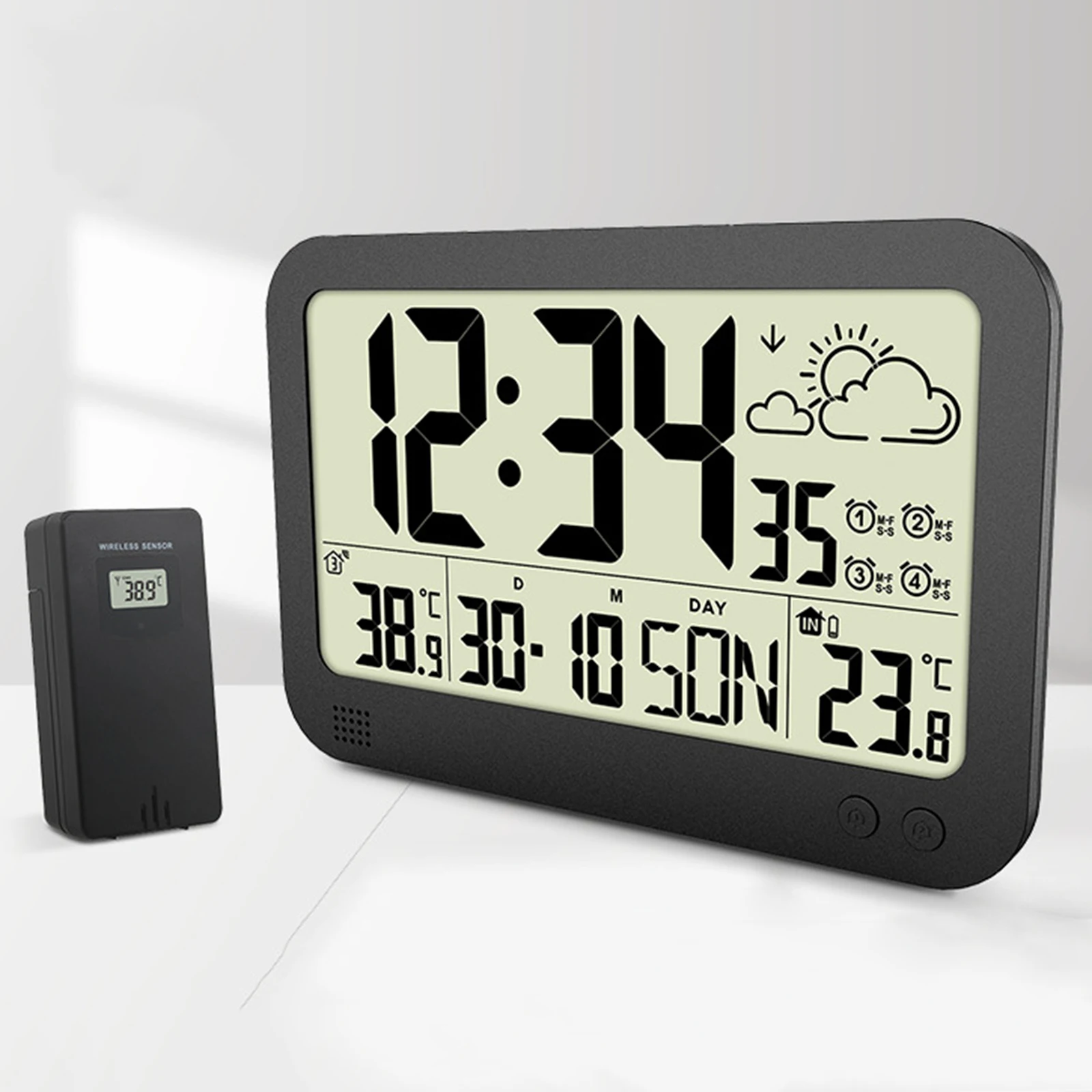 Digital Alarm Clock Large Screen Alarm Clock Weather Station Clock Thermometer Indoor Outdoor Weather Forecast Electronic Clock
Digital Alarm Clock Large Screen Alarm Clock Weather Station Clock Thermometer Indoor Outdoor Weather Forecast Electronic Clock