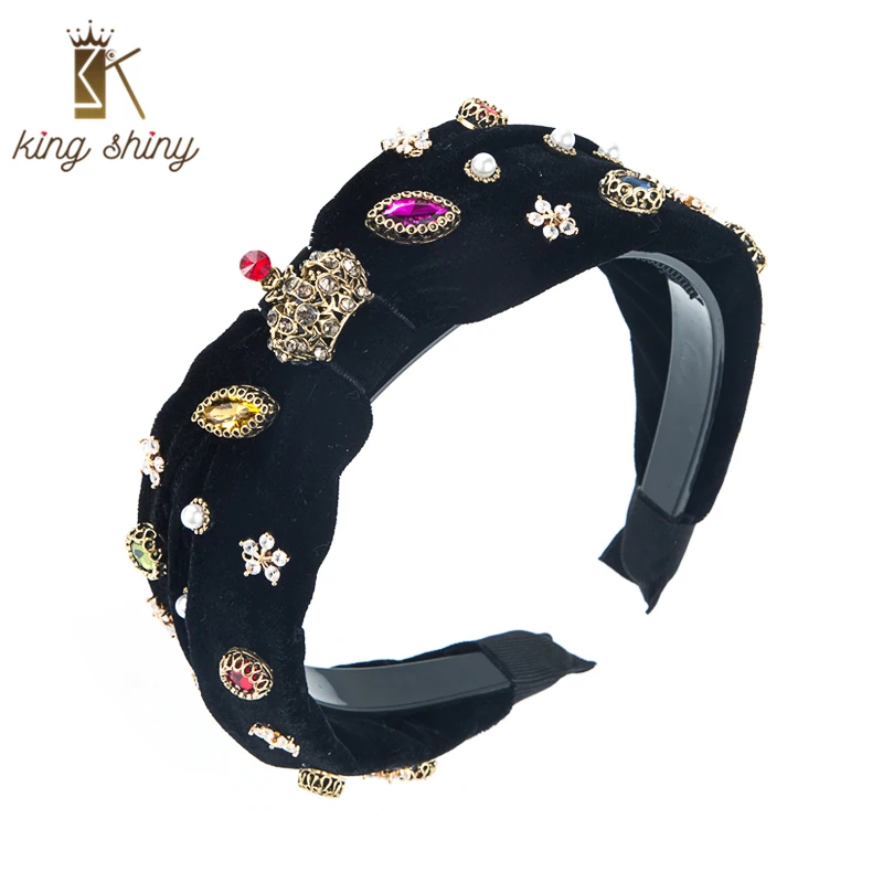 King Shiny Trendy Baroque Crystal Bowknot Headband Vintage Sparkly Rhinestone Flower Velvet Hairband Girl Party Hair Accessories
King Shiny Trendy Baroque Crystal Bowknot Headband Vintage Sparkly Rhinestone Flower Velvet Hairband Girl Party Hair Accessories