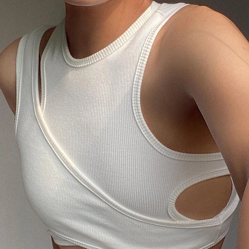 Asymmetrical Crop Top Hollow Out Knitted Corset Top Sleeveless O Neck Mini Vest Basic Casual Sporty Sweats Summer
Asymmetrical Crop Top Hollow Out Knitted Corset Top Sleeveless O Neck Mini Vest Basic Casual Sporty Sweats Summer