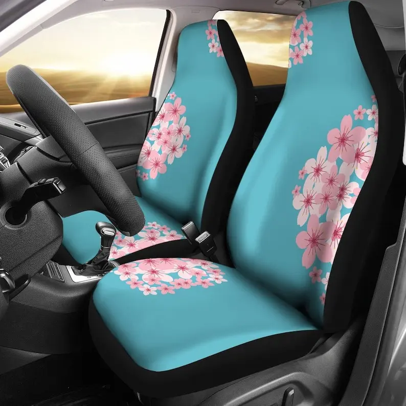 Teal Blue With Pink and White Cherry Blossom Flower Bouquets Car Seat Covers Set Universal Bucket Seat Covers For Most Car and S
Teal Blue With Pink and White Cherry Blossom Flower Bouquets Car Seat Covers Set Universal Bucket Seat Covers For Most Car and S