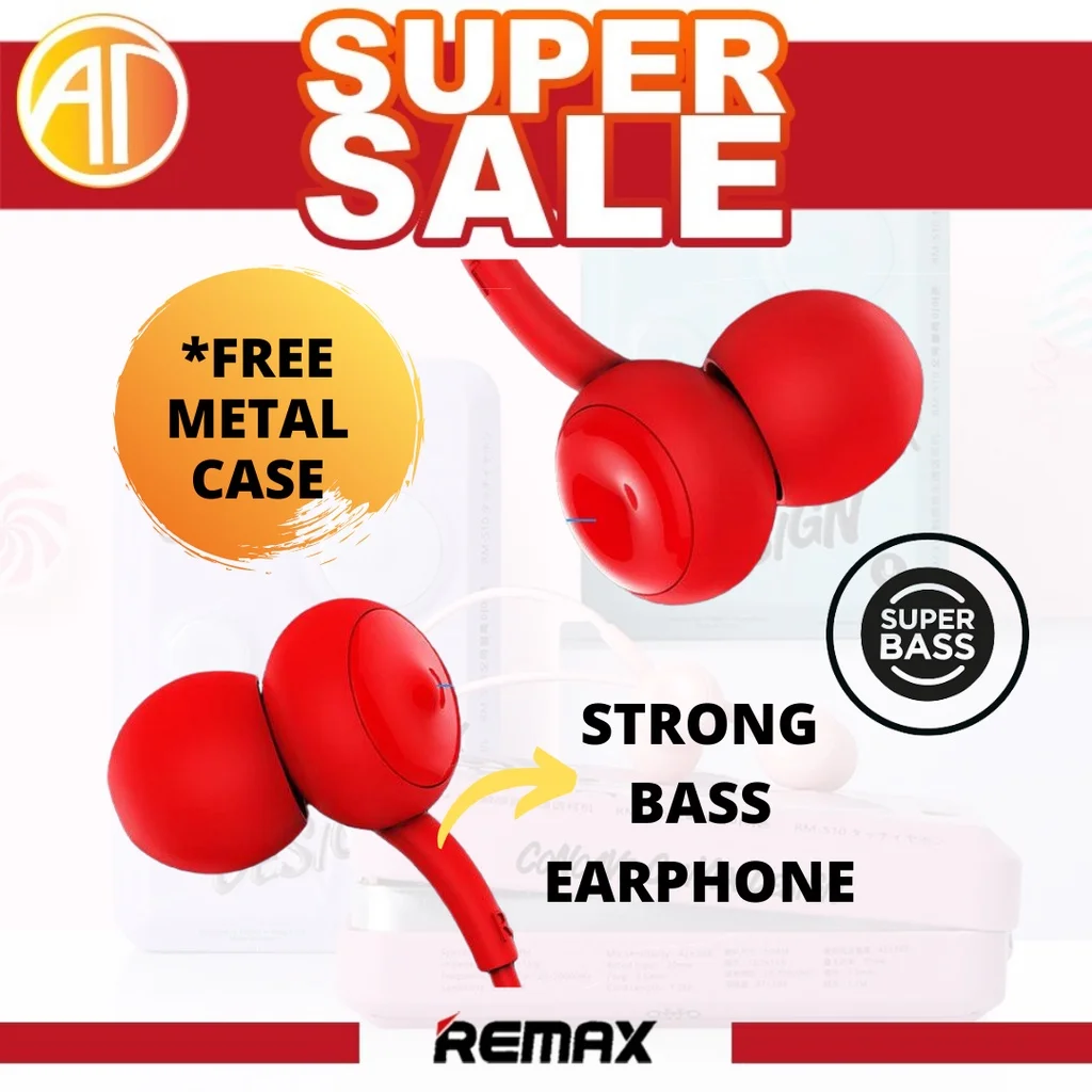 REMAX ORIGINAL STRONG BASS EARPHONE RM-510 COMFORT IN EAR EARPHONES + FREE Metal Case
REMAX ORIGINAL STRONG BASS EARPHONE RM-510 COMFORT IN EAR EARPHONES + FREE Metal Case