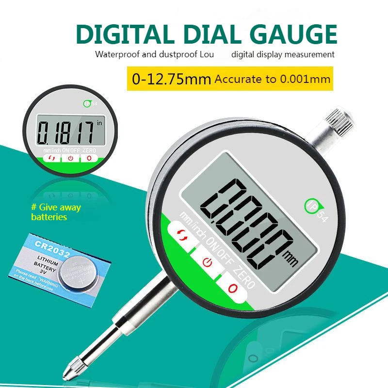 Digital Dial Indicator 0-12.7mm IP54 Dustproof Waterproof Touch Display Depth Gauge Dial Depth Gage 0.001mm Dial Indicator Tools
Digital Dial Indicator 0-12.7mm IP54 Dustproof Waterproof Touch Display Depth Gauge Dial Depth Gage 0.001mm Dial Indicator Tools