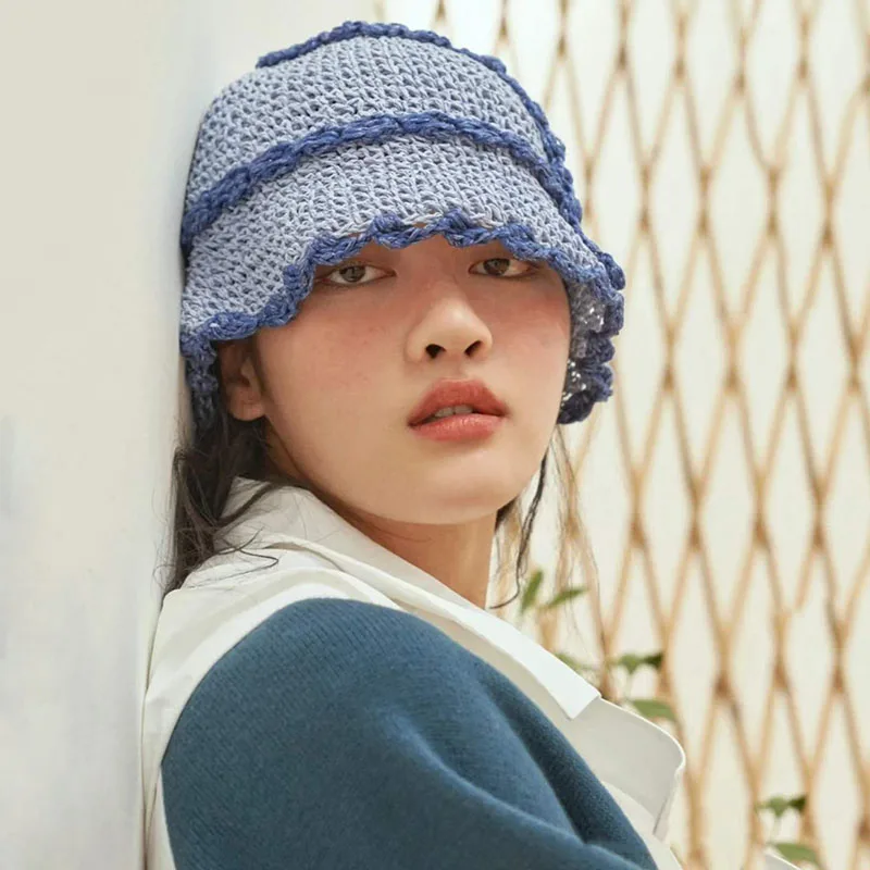 Women Knitted Lattice Fisherman Hat Handmade Crochet Color Matching Basin Hat Spring and Autumn Knitted Sunscreen Sun Hat
Women Knitted Lattice Fisherman Hat Handmade Crochet Color Matching Basin Hat Spring and Autumn Knitted Sunscreen Sun Hat