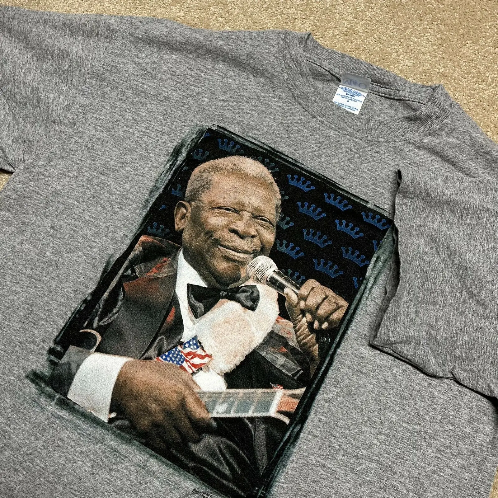 Футболка BB King мужская большая серая музыкальная для взрослых на день рождения