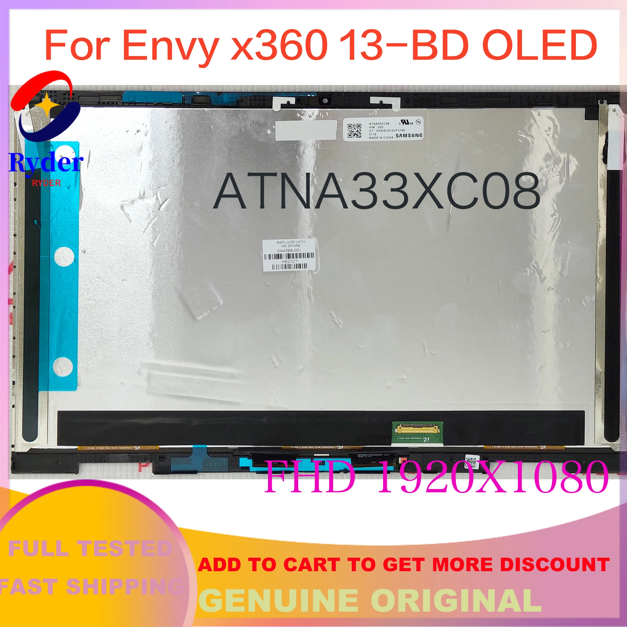 

13.3'' FHD 1920X1080 OLED For HP Envy X360 13-bd Touch LED LCD Screen Assembly 13m-bd0033dx 13m-bd0023dx 13-ay0028ur ATNA33XC08