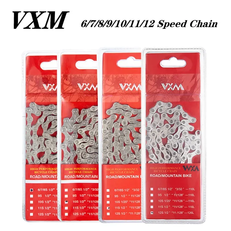 Велосипедная цепь VXM 6 7 8 9 10 11 12 Скоростей, велосипедная цепь с гальваническим серебряным покрытием, цепи для горного и дорожного велосипеда, детали 116 звеньев 
Велосипедная цепь VXM 6 7 8 9 10 11 12 Скоростей, велосипедная цепь с гальваническим серебряным покрытием, цепи для горного и дорожного велосипеда, детали 116 звеньев