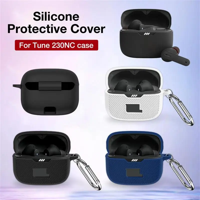 

Headphone Shockproof Cover With Carabiner For JBL Tune 230NC TW Wireless Earphone Protective Case Carrying Case Non-slip Sleeve