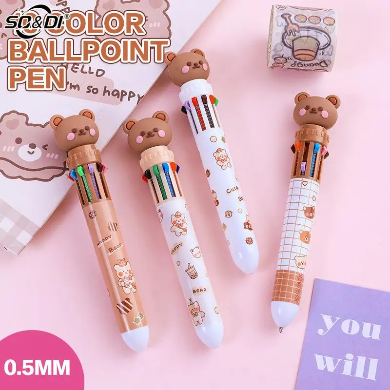 Kawaii Bear Cartoon Multicolored Pen 10-Color Cute Ballpoint Pen School Office Supply Gift Colorful Stationery Papelaria Escolar
Kawaii Bear Cartoon Multicolored Pen 10-Color Cute Ballpoint Pen School Office Supply Gift Colorful Stationery Papelaria Escolar