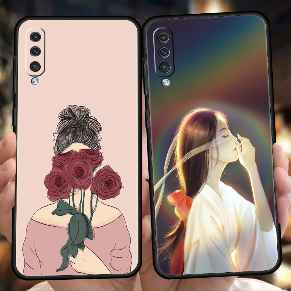 

Cartoon Scenery Girl Phone Case for Samsung Galaxy A12 A22 A10 A20 A30 A40 A42 A50 A52 M12 M22 M31 M33 Shockproof Soft Shell Bag