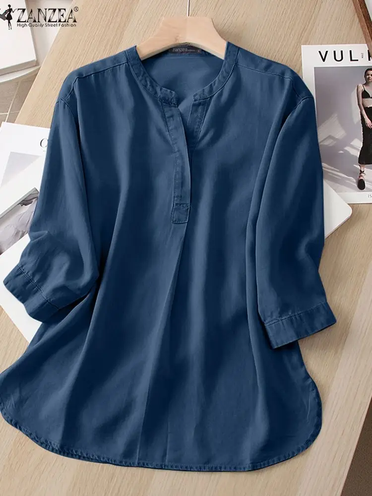 ZANZEA Elegant Women Casual Solid Holiday Loose Blusas Femininas O Neck Chemise Blouse Summer 3/4 Sleeve Button Up Tops Tees
ZANZEA Elegant Women Casual Solid Holiday Loose Blusas Femininas O Neck Chemise Blouse Summer 3/4 Sleeve Button Up Tops Tees