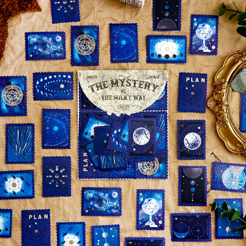 30Pcs Sticker Star River Vintage Mystery Moon handbook Material Base DIY Collage Decoration Scrapbook Stationery 110*95MM 
30Pcs Sticker Star River Vintage Mystery Moon handbook Material Base DIY Collage Decoration Scrapbook Stationery 110*95MM