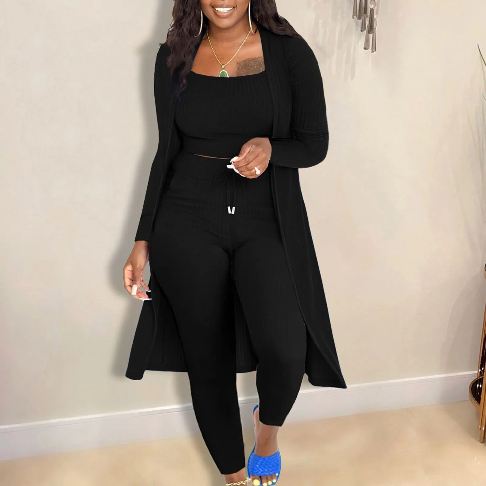 Fall Winter Women Pant Sets Stretchy Lounge Wear Solid Color 3 Piece Pants Set Ladies Ribbed Casual Three Pcs Outfits 4
Fall Winter Women Pant Sets Stretchy Lounge Wear Solid Color 3 Piece Pants Set Ladies Ribbed Casual Three Pcs Outfits 4