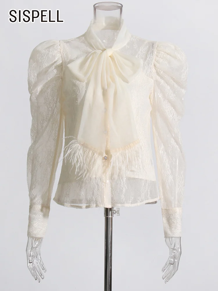SISPELL Casual Shirt For Women Bow Collar Puff Sleeve Patchwork Lace Feather Chic Style Blouse Female Autumn Clothes Fashion New
SISPELL Casual Shirt For Women Bow Collar Puff Sleeve Patchwork Lace Feather Chic Style Blouse Female Autumn Clothes Fashion New
