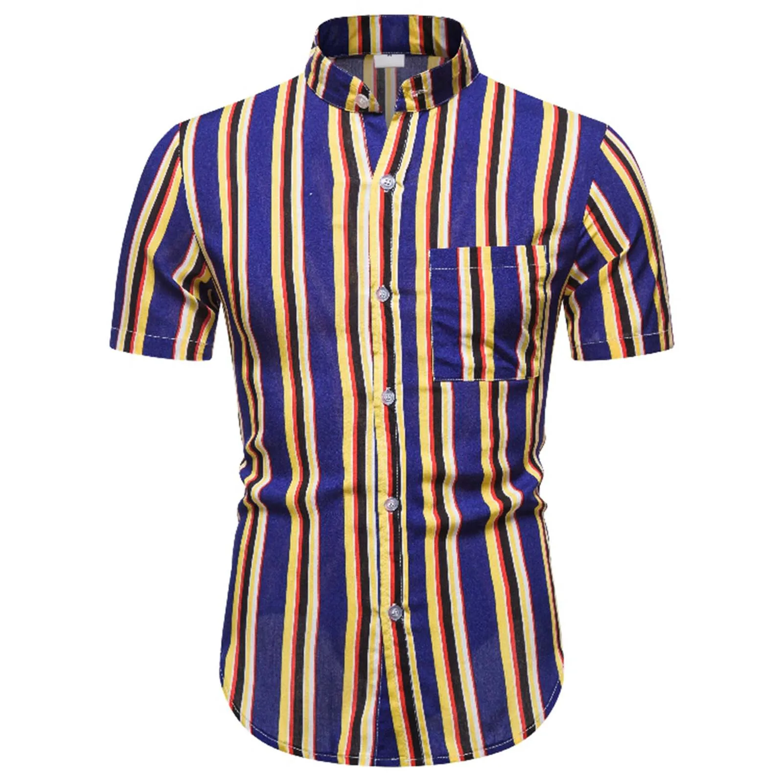 Men Spring Summer Top Shirt Stripe Stand Collar Top Casual Single Breasted Short Sleeve Fashion Shirt Casual T Shirts Men
Men Spring Summer Top Shirt Stripe Stand Collar Top Casual Single Breasted Short Sleeve Fashion Shirt Casual T Shirts Men
