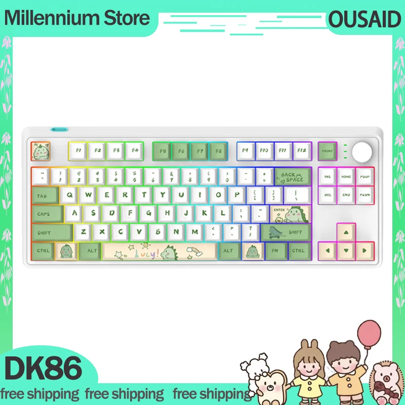 Клавиатура OUSAID DK86 игровая механическая 3 режима 2 4 ГГц Bluetooth 86 клавиши RGB подсветка