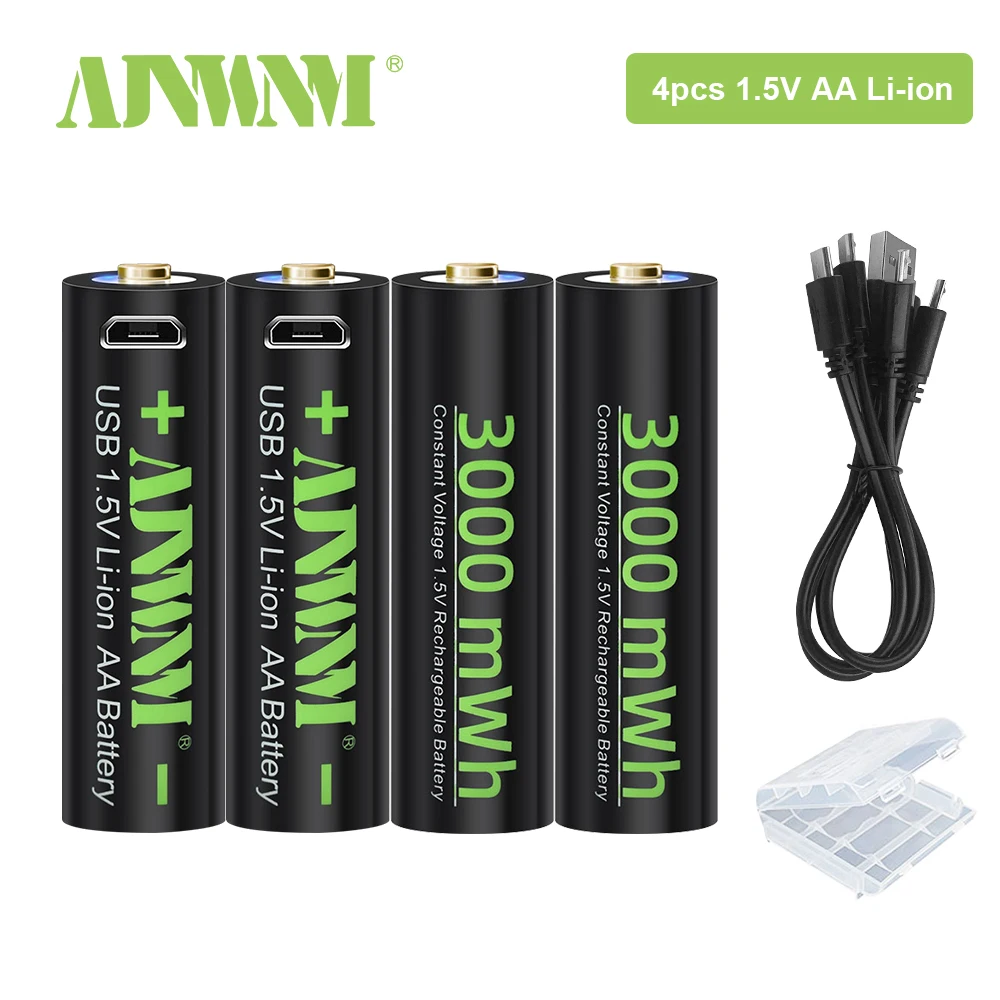AJNWNM High Capacity 1.5V AA 3000 mWh USB Rechargeable Lithium ion Battery For Remote Control Wireless Mouse + Cable
AJNWNM High Capacity 1.5V AA 3000 mWh USB Rechargeable Lithium ion Battery For Remote Control Wireless Mouse + Cable