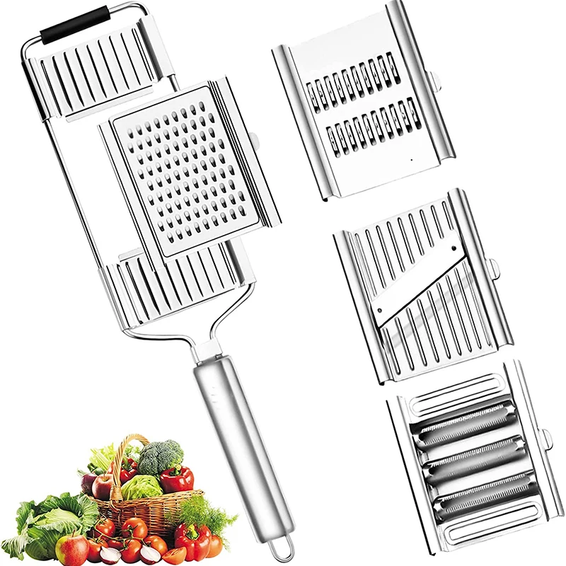 Измельчитель, резак из нержавеющей стали, портативная ручная Овощечистка, тёрка с ручкой, многофункциональный домашний кухонный инструмен... 
Измельчитель, резак из нержавеющей стали, портативная ручная Овощечистка, тёрка с ручкой, многофункциональный домашний кухонный инструмен...