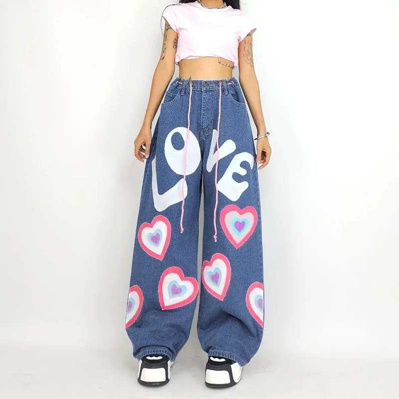 

wide leg pants goth baggy jeans stacked ripped women minus two cargo cargos ropa aesthetic coreana y2k men clothes star alt slim
