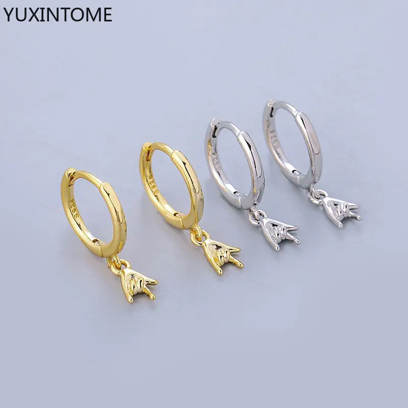 Simple 925 Sterling Silver Ear Needle rock gesture Pendant Hoop Ear buckle Drop CZ Earrings Punk Style Fashion Jewelry for women
Simple 925 Sterling Silver Ear Needle rock gesture Pendant Hoop Ear buckle Drop CZ Earrings Punk Style Fashion Jewelry for women