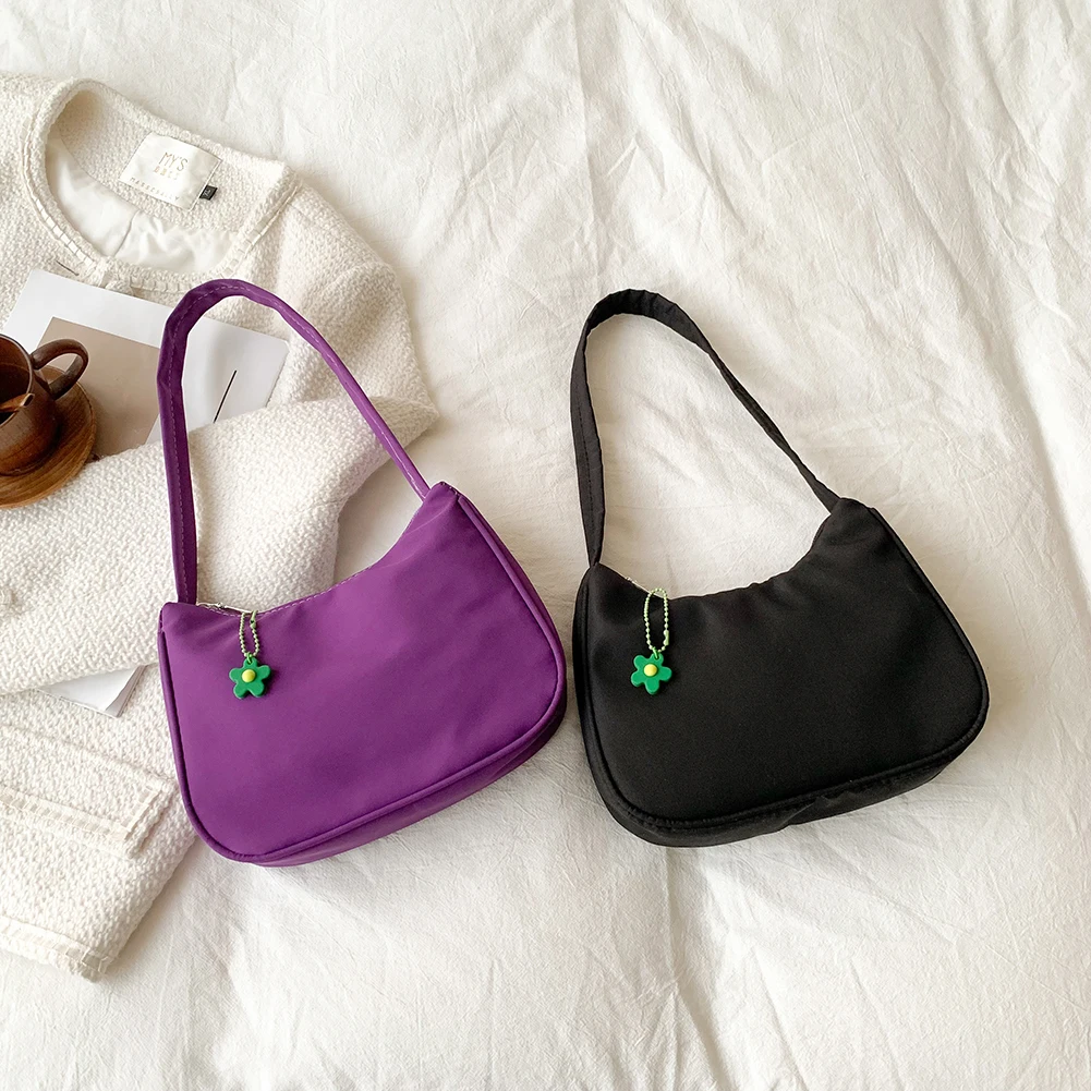 Bags for Women Solid Color Nylon Underarm Bags Female Casual Simple Shoulder Top-handle Handbags with Flower Pendant
Bags for Women Solid Color Nylon Underarm Bags Female Casual Simple Shoulder Top-handle Handbags with Flower Pendant