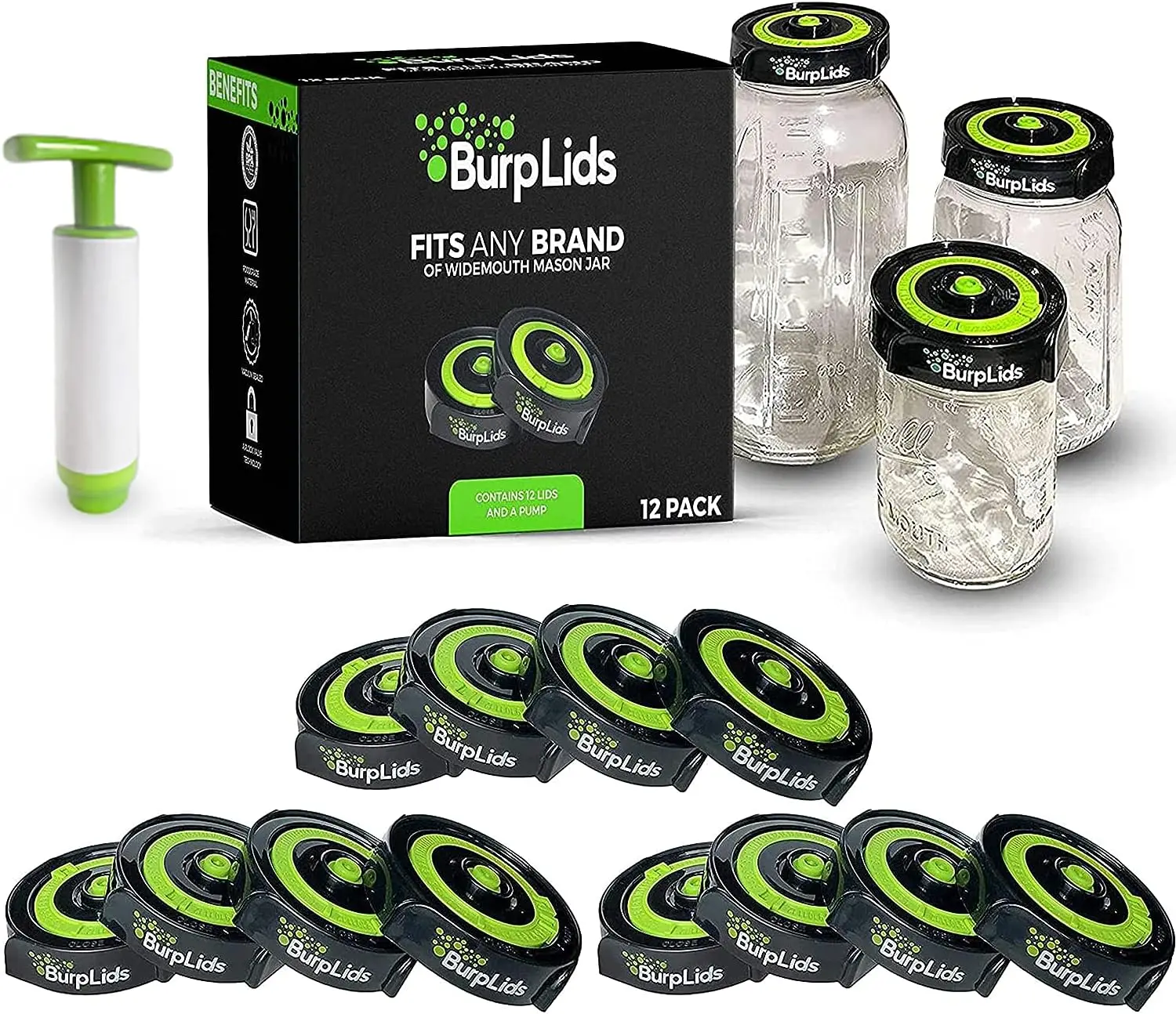 Pack Curing Kit - Fits All Wide Mouth Mason Jar Containers - A Home Harvesting Essential. 12 lids + extraction . Vacuum sealed f
Pack Curing Kit - Fits All Wide Mouth Mason Jar Containers - A Home Harvesting Essential. 12 lids + extraction . Vacuum sealed f