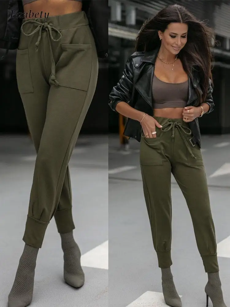 New Fashion Drawstring High Waist Pants Women Elegant Solid Slim Fit Jogging Trousers Office Ladies Casual Skinny Pencil Pants
New Fashion Drawstring High Waist Pants Women Elegant Solid Slim Fit Jogging Trousers Office Ladies Casual Skinny Pencil Pants