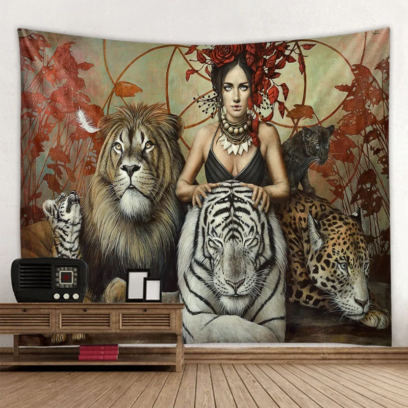 Mural Art Beauty and Animals Wall Hanging Tapestry Art Decorative Blanket Curtain Hanging Home Bedroom Living Room Decor
Mural Art Beauty and Animals Wall Hanging Tapestry Art Decorative Blanket Curtain Hanging Home Bedroom Living Room Decor