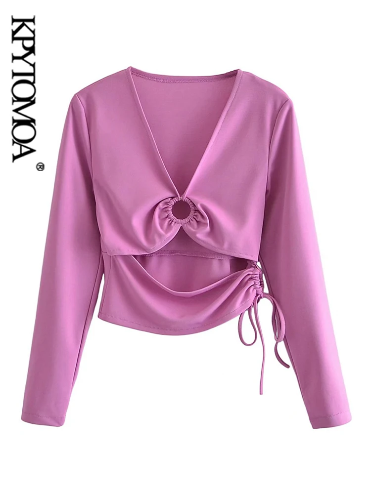KPYTOMOA Women Fashion With Drawstrings Hollow Out Crop Blouses Vintage V Neck Long Sleeves Female Shirts Blusas Chic Tops
KPYTOMOA Women Fashion With Drawstrings Hollow Out Crop Blouses Vintage V Neck Long Sleeves Female Shirts Blusas Chic Tops