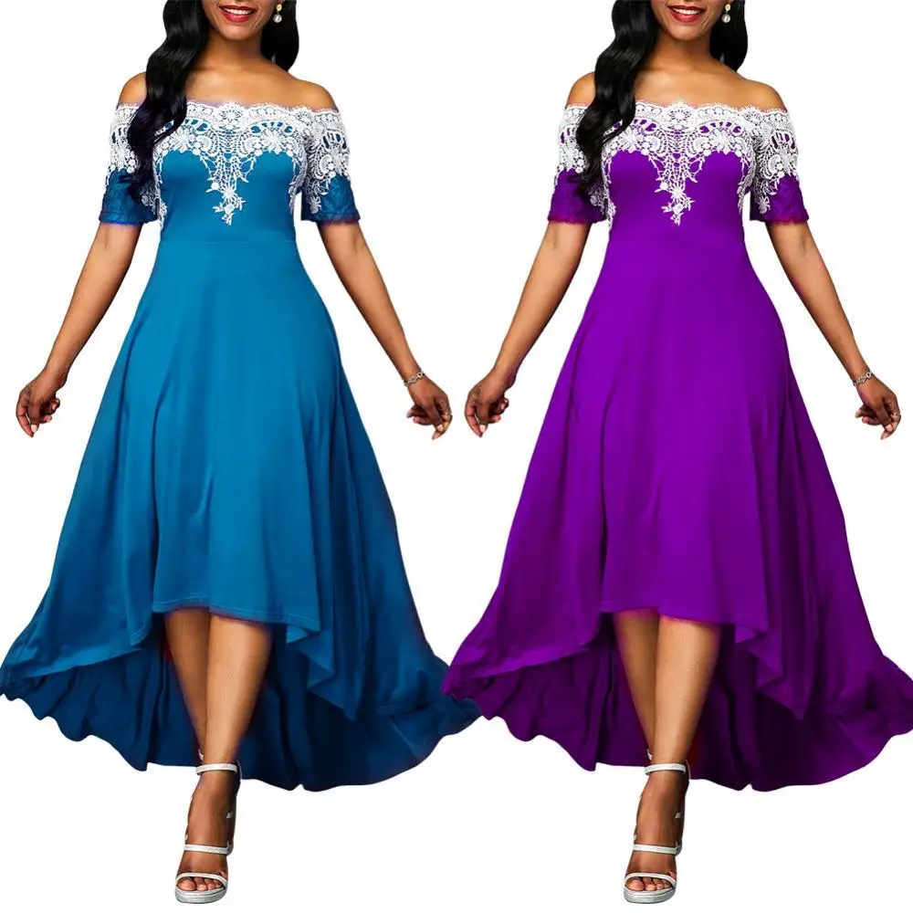 Hot apparel summer Plus Size Party Lace Patchwork Off Shoulder Short Sleeve Women High Low Dress
Hot apparel summer Plus Size Party Lace Patchwork Off Shoulder Short Sleeve Women High Low Dress