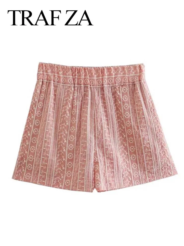 TRAF ZA Summer New Pink Cozy Cotton Floral Lace Embroidered Women's Shorts Elastic Waist With Pockets For Easy Daily Shorts
TRAF ZA Summer New Pink Cozy Cotton Floral Lace Embroidered Women's Shorts Elastic Waist With Pockets For Easy Daily Shorts
