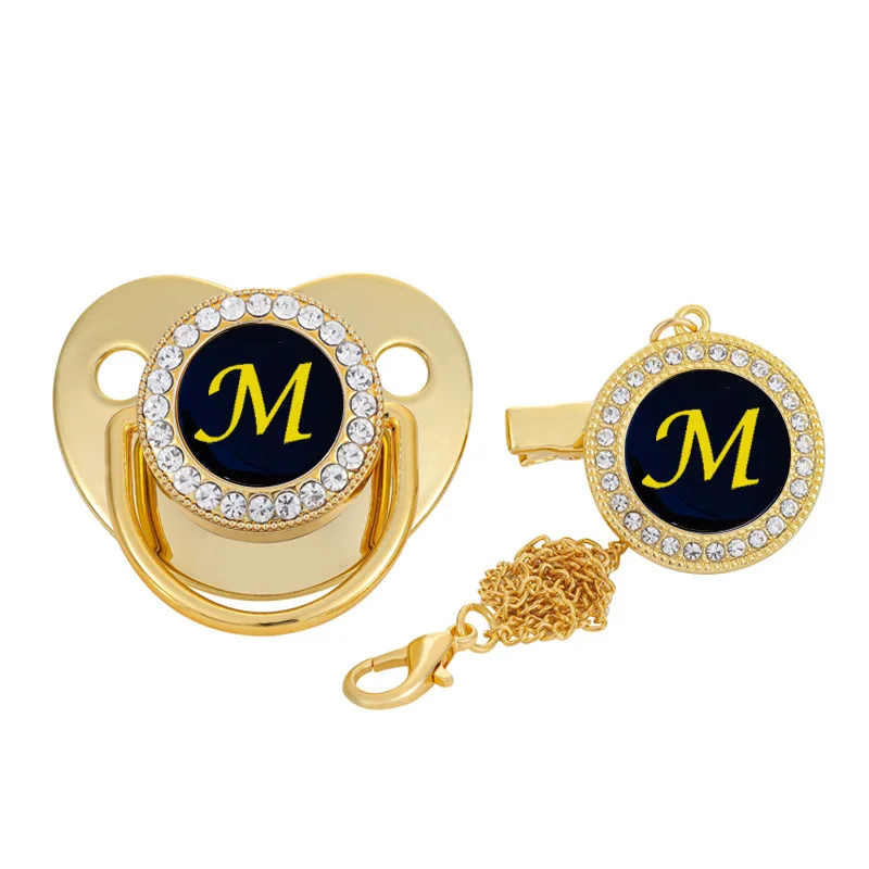 Luxury Name Initial Letters Golden Bling Pacifier BPA Free Silicone Infant Newborn Nipple Newborn Dummy Soother Baby Gifts 3-18M
Luxury Name Initial Letters Golden Bling Pacifier BPA Free Silicone Infant Newborn Nipple Newborn Dummy Soother Baby Gifts 3-18M