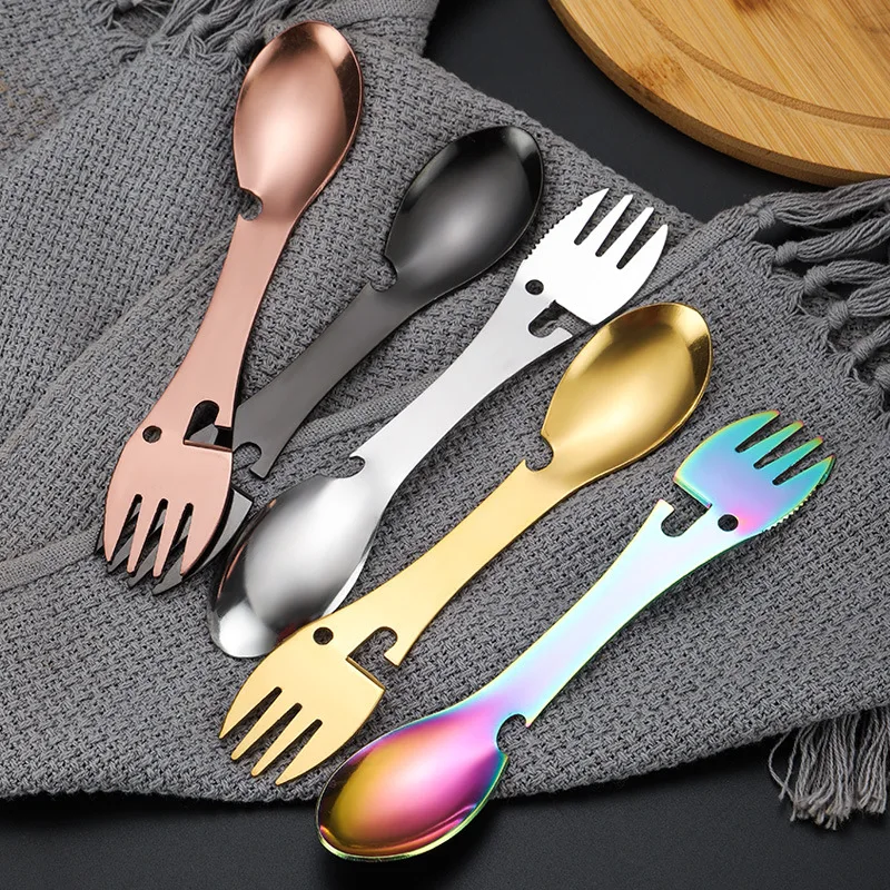 Cutlery Spoon Multi-function Stainless Steel Can Opener Portable 2 In 1 Fork Spoon Outdoor Cooking Camping Equipment Picnic Tool
Cutlery Spoon Multi-function Stainless Steel Can Opener Portable 2 In 1 Fork Spoon Outdoor Cooking Camping Equipment Picnic Tool