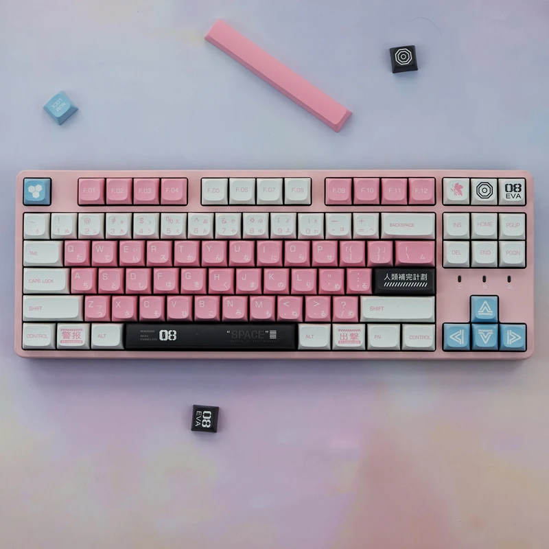130 Key/set EVA-08 Keycaps PBT 5 Sides Dye Sublimation Key Caps XDA Profile Keycap With 1.75u 2u Shift For 61 64 68 84 87 104
130 Key/set EVA-08 Keycaps PBT 5 Sides Dye Sublimation Key Caps XDA Profile Keycap With 1.75u 2u Shift For 61 64 68 84 87 104