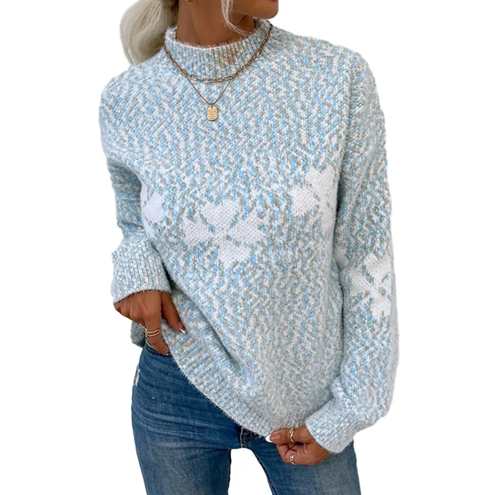 

Knit Wool Pullover Sweater Womens Autumn Casual.Daily Commuting Wind Half-Turtleneck Loose Slightly Elastic Comfy