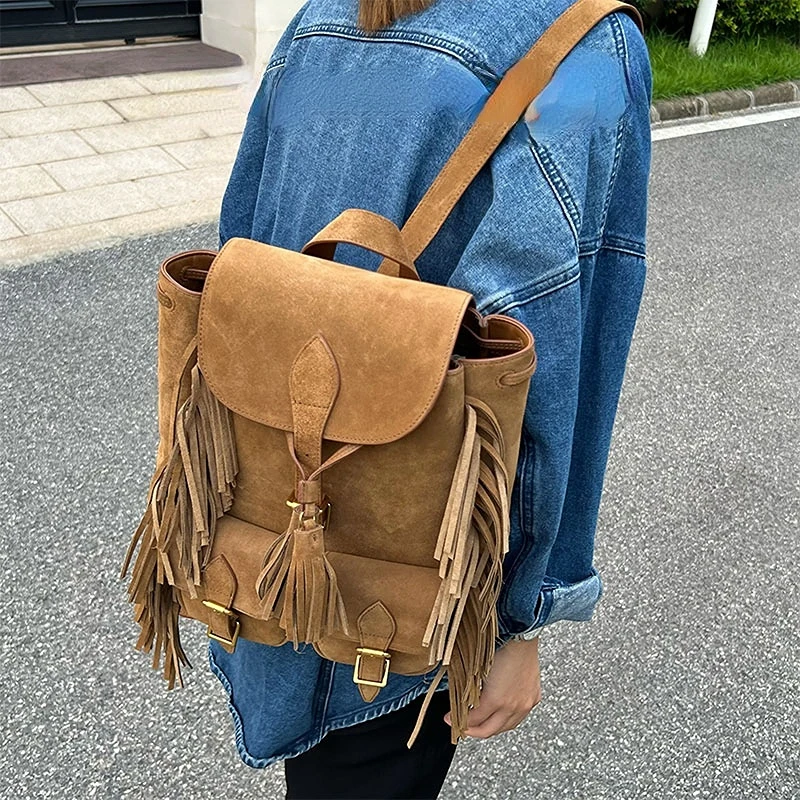 Women Tassel Backpack Purse Suede Fringed Shoulder Handbags Fashion Daypack Schoolbag Travel Drawstring PU Leather Bag Brown
Women Tassel Backpack Purse Suede Fringed Shoulder Handbags Fashion Daypack Schoolbag Travel Drawstring PU Leather Bag Brown