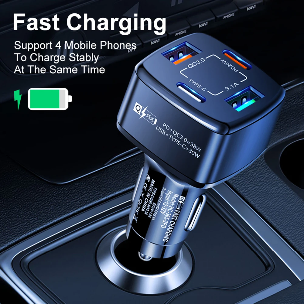 1Pcs 4-Port 38W Fast Charging Car USB Charger 4 In 1 38wPD+qc3.0 3.1A 2USB+Type-c Adapter 12-32V High Quality Car Accessories
1Pcs 4-Port 38W Fast Charging Car USB Charger 4 In 1 38wPD+qc3.0 3.1A 2USB+Type-c Adapter 12-32V High Quality Car Accessories