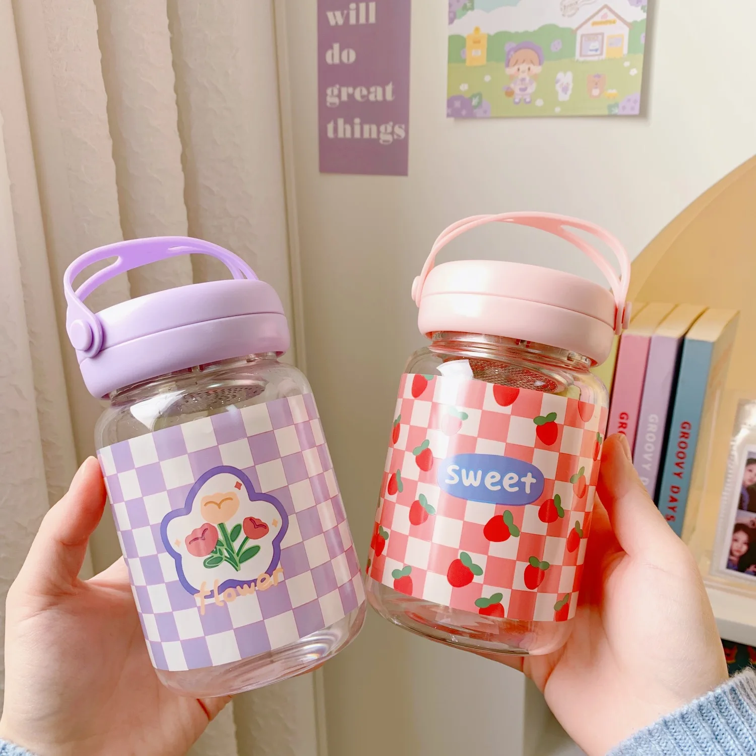 400ml Glass Water Bottle Portable Sports Tea Coffee Cup Kitchen Tools Transparent Cute Water Bottle for Students
400ml Glass Water Bottle Portable Sports Tea Coffee Cup Kitchen Tools Transparent Cute Water Bottle for Students