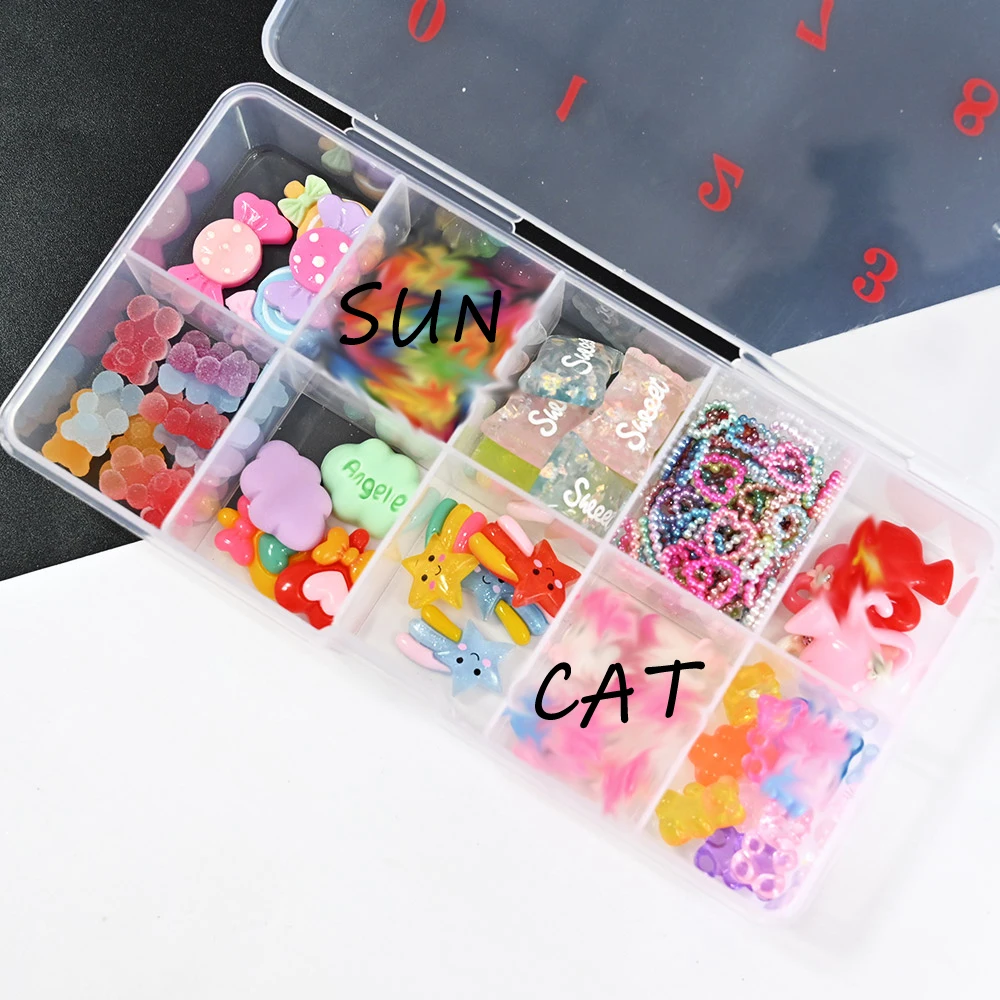40Pcs/1Box Nail Resin Decorations Parts 10 Grid=10Style Japan-Style Popular Character Nail art Decoration Nail DIY Kawaii Charms
40Pcs/1Box Nail Resin Decorations Parts 10 Grid=10Style Japan-Style Popular Character Nail art Decoration Nail DIY Kawaii Charms