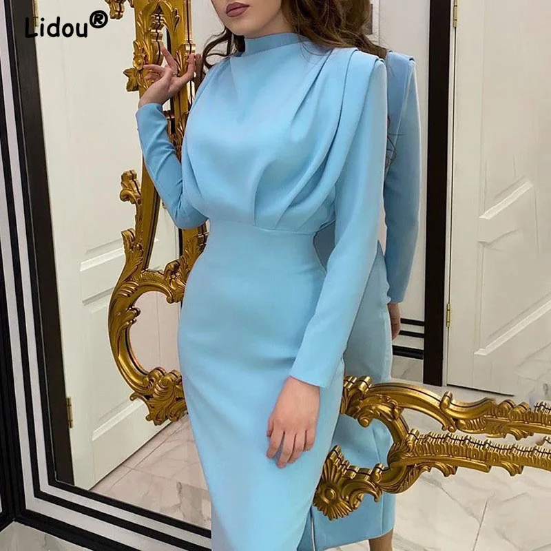 Autumn Winter Vintage Temperament Round Neck Waist Midi Dress Long Sleeve Folds Elegant Evening Party Dresses Women's Clothing
Autumn Winter Vintage Temperament Round Neck Waist Midi Dress Long Sleeve Folds Elegant Evening Party Dresses Women's Clothing