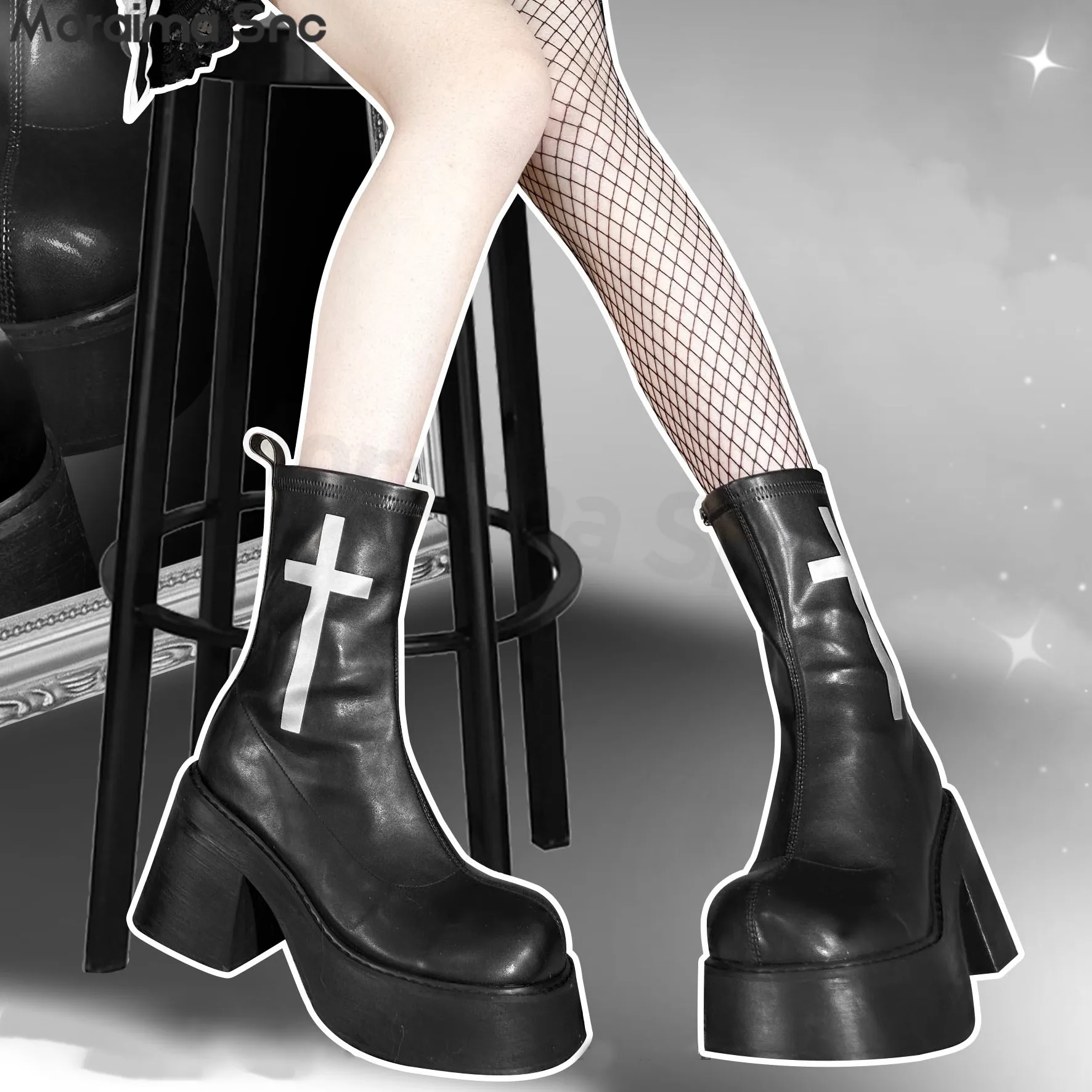 Black Gothic Style Cross Elastic Boots Increased Height Thick Bottom Thin Boots Round Toe Chunky Heel Fashion Women's Short Boot
Black Gothic Style Cross Elastic Boots Increased Height Thick Bottom Thin Boots Round Toe Chunky Heel Fashion Women's Short Boot