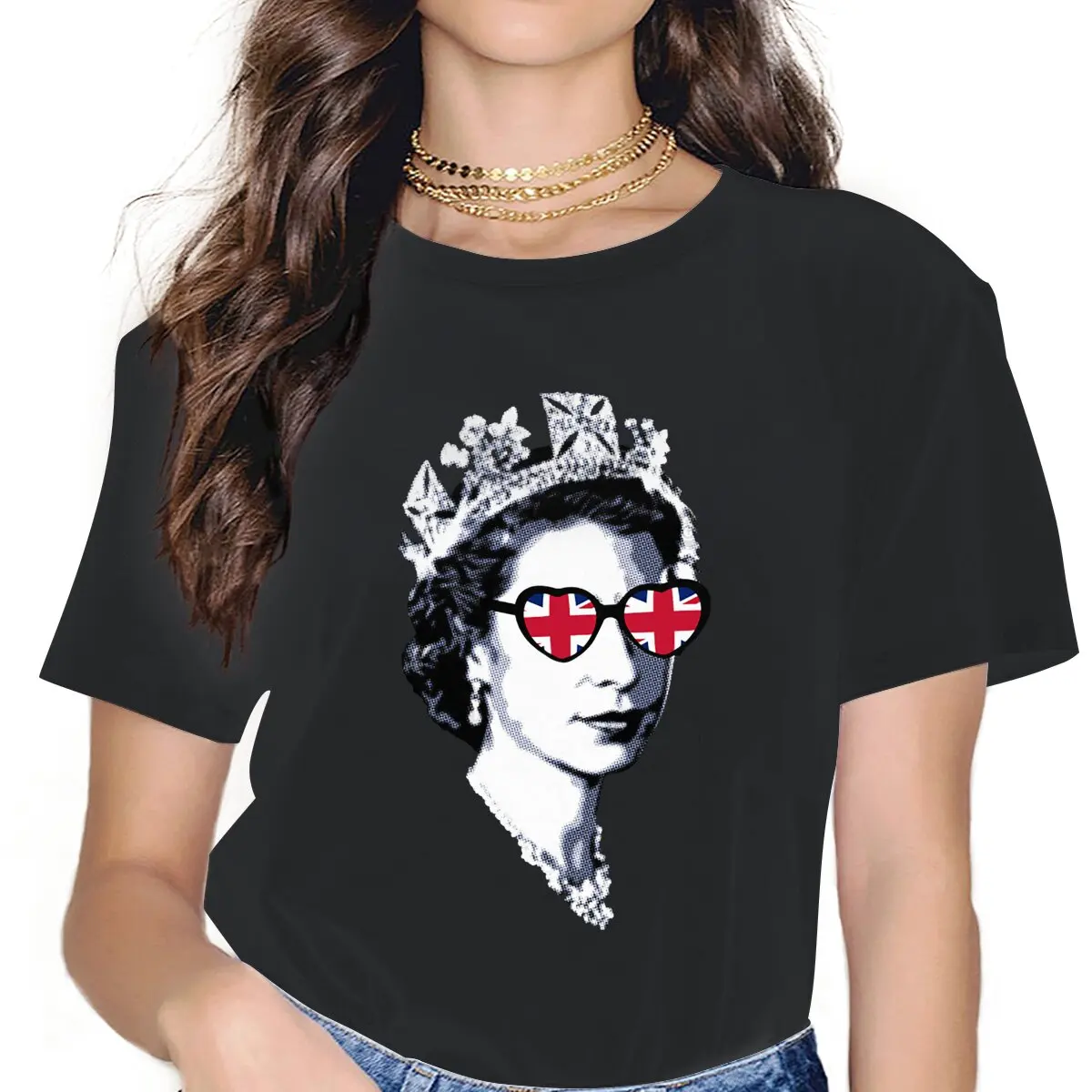 Queen Elizabeth II UK Heart Sunglasses Women Clothes Rip Queen Elizabeth II Oversized T-shirt Goth Vintage Female Top
Queen Elizabeth II UK Heart Sunglasses Women Clothes Rip Queen Elizabeth II Oversized T-shirt Goth Vintage Female Top